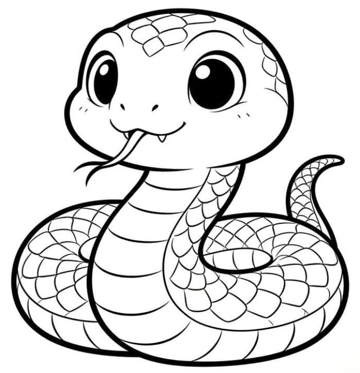 hình con rắn tô màu hổ mang rõ nét