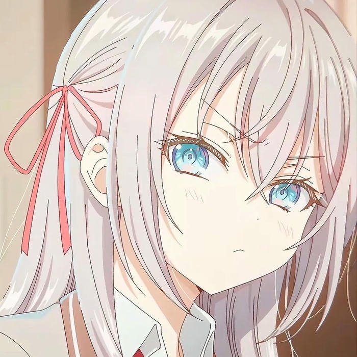 hình nền Arya anime nghiêng đầu duyên dáng với mái tóc bạc