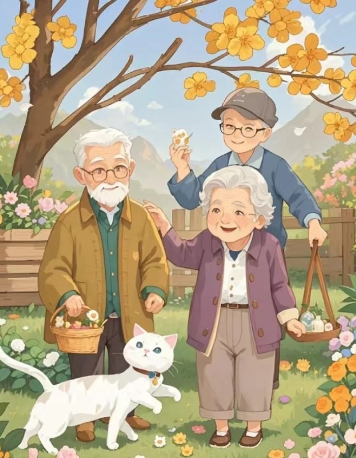 không gian yên ấm ảnh gia đình anime