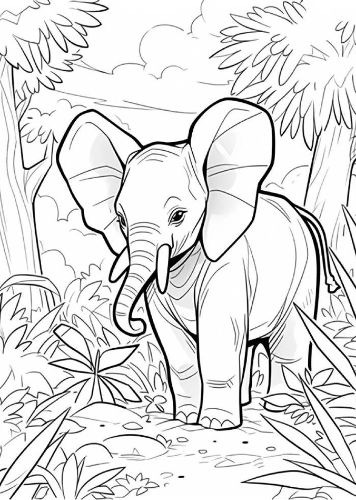 luyện màu tranh tô màu con voi cho bé