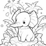 mẫu đáng yêu tranh tô màu con voi dễ thương