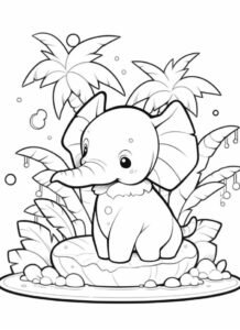 mẫu đáng yêu tranh tô màu con voi dễ thương