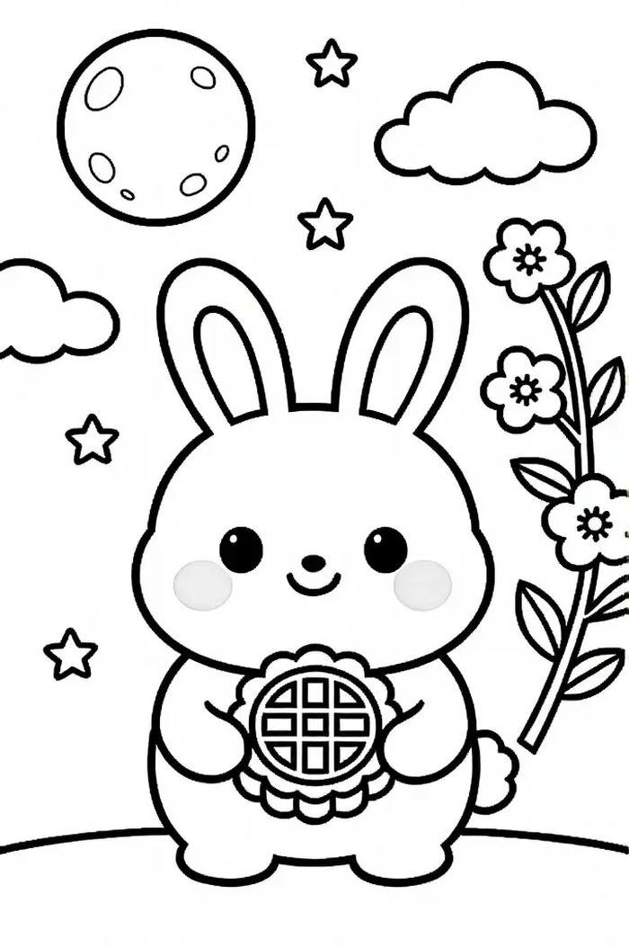 mẫu hình tranh tô màu con thỏ nét vẽ đơn giản