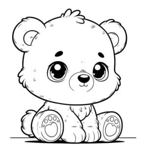 mẫu tranh tô màu con gấu hình dáng tròn dễ tô