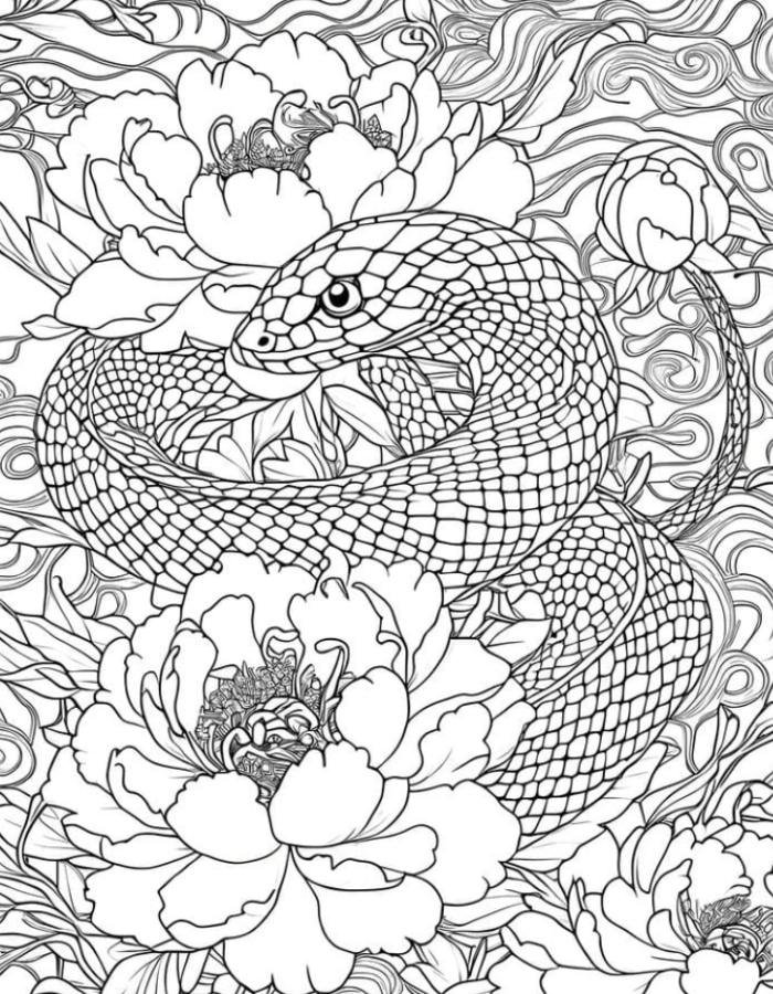 mẫu tranh tô màu con rắn dàng cho trẻ nhỏ