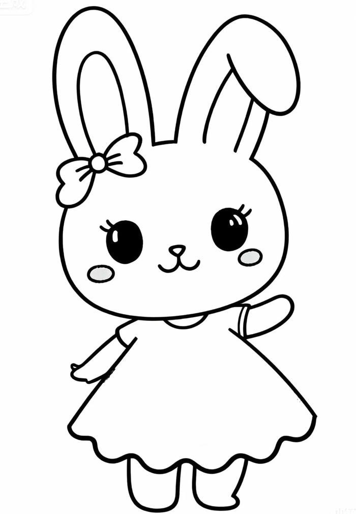 mẫu tranh tô màu con thỏ dáng nhỏ xinh