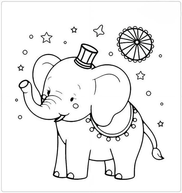 mẫu tranh tô màu con voi phù hợp trẻ nhỏ