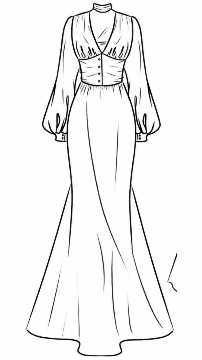 nét nữ tính thể hiện trong tranh tô màu váy công chúa