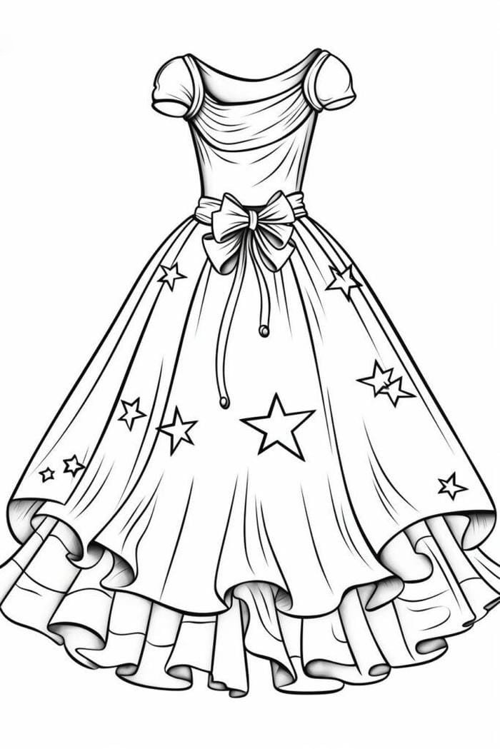 thiết kế dịu mắt của tranh tô màu váy công chúa