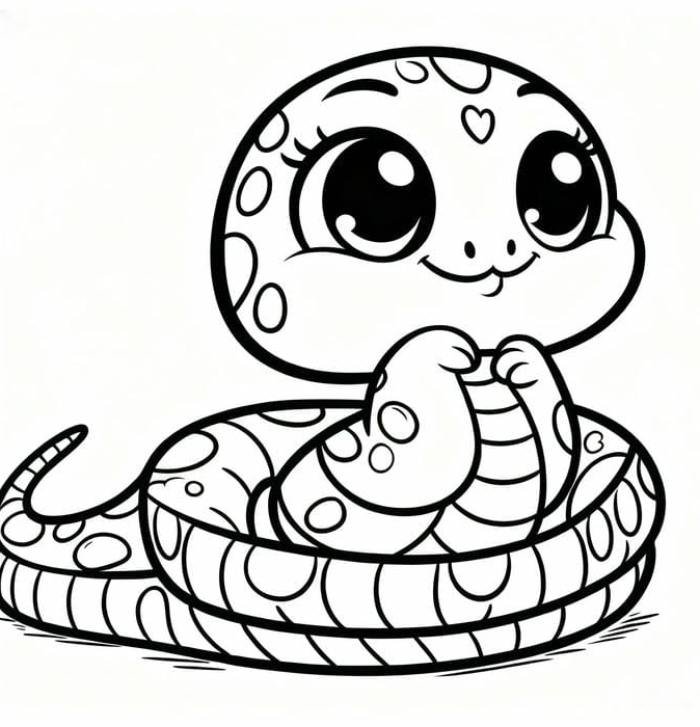 tô màu con rắn hình ảnh cực dễ thương