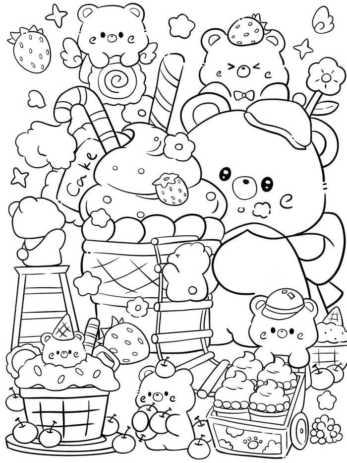 tranh con gấu cho trẻ tô màu dễ nhận biết