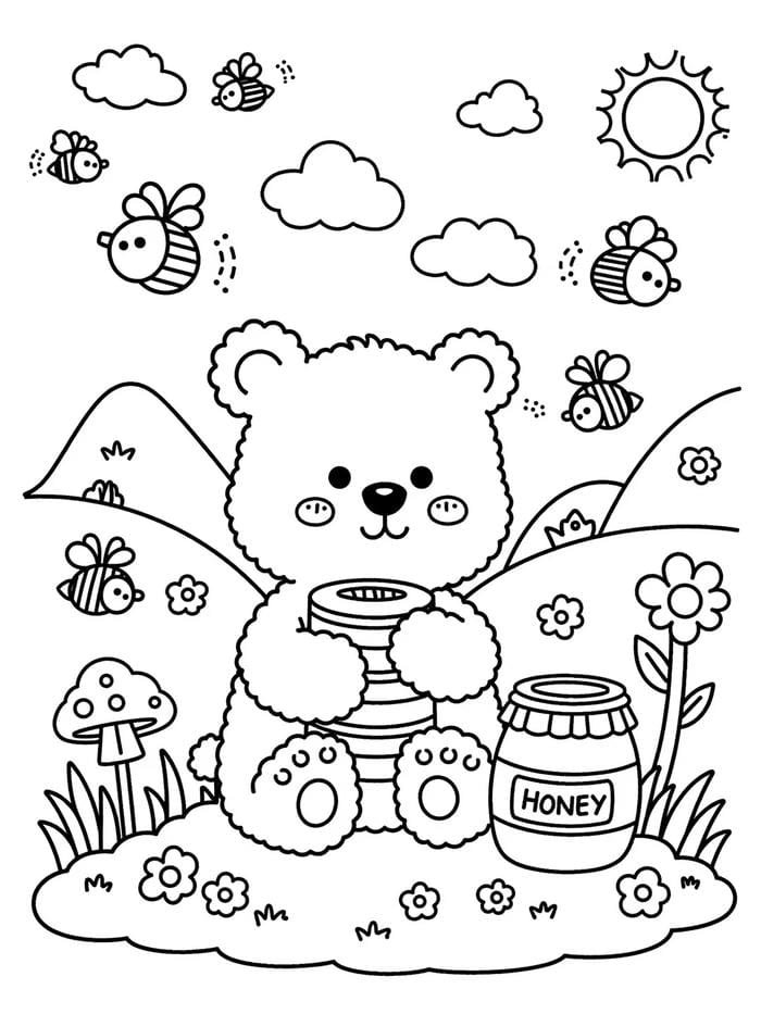 tranh tô màu con gấu giúp bé tập trung