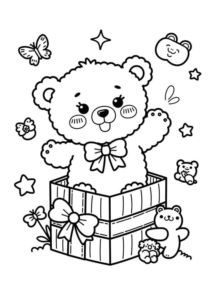 tranh tô màu con gấu hình ảnh thân thiện