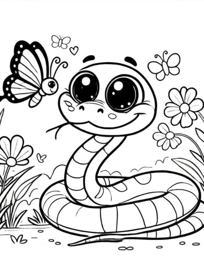 tranh tô màu con rắn dành cho bé tập vẽ