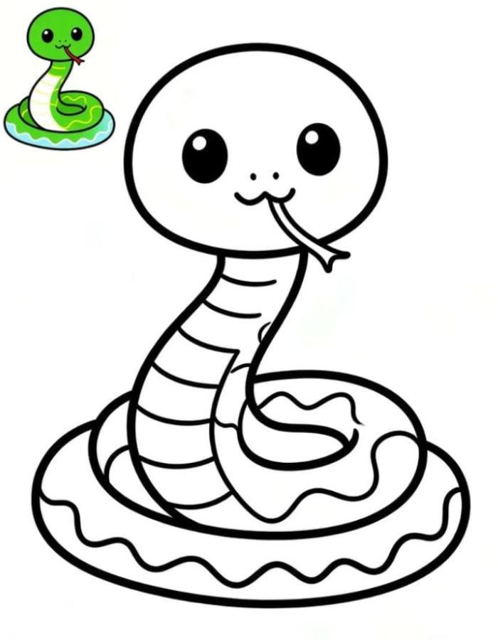 tranh tô màu con rắn hổ mang nét rõ