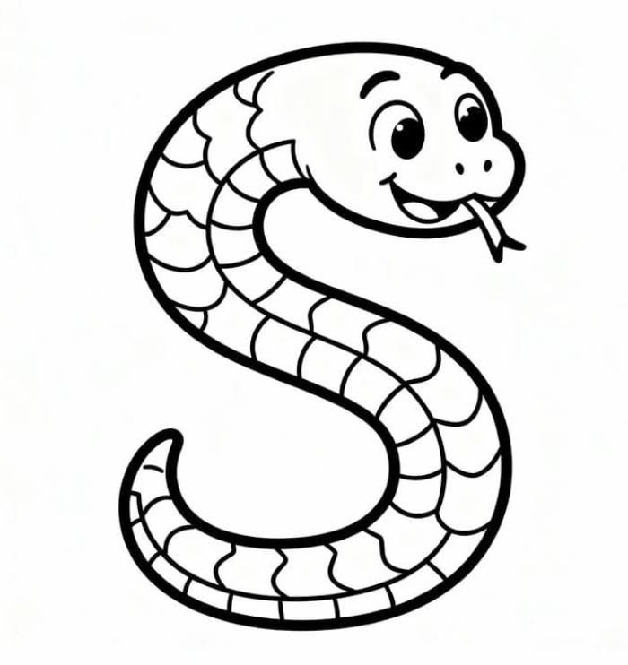 tranh tô màu con rắn phù hợp tập tô