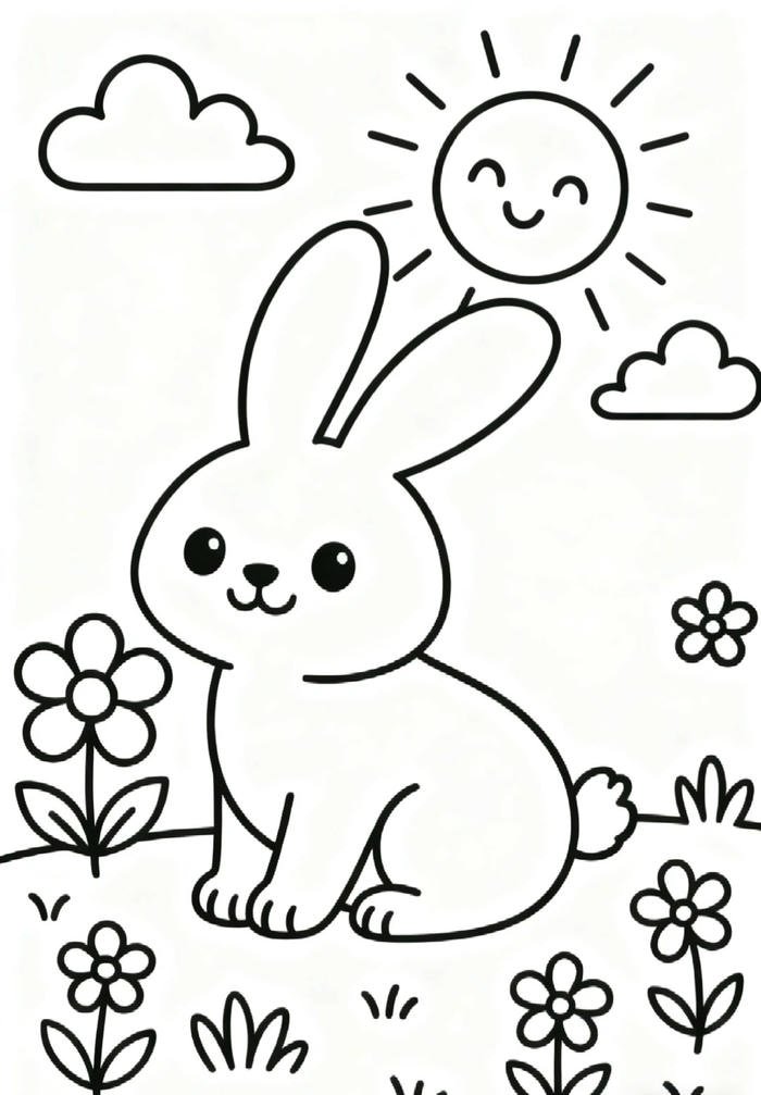 tranh tô màu con thỏ cute dễ nhìn cho trẻ