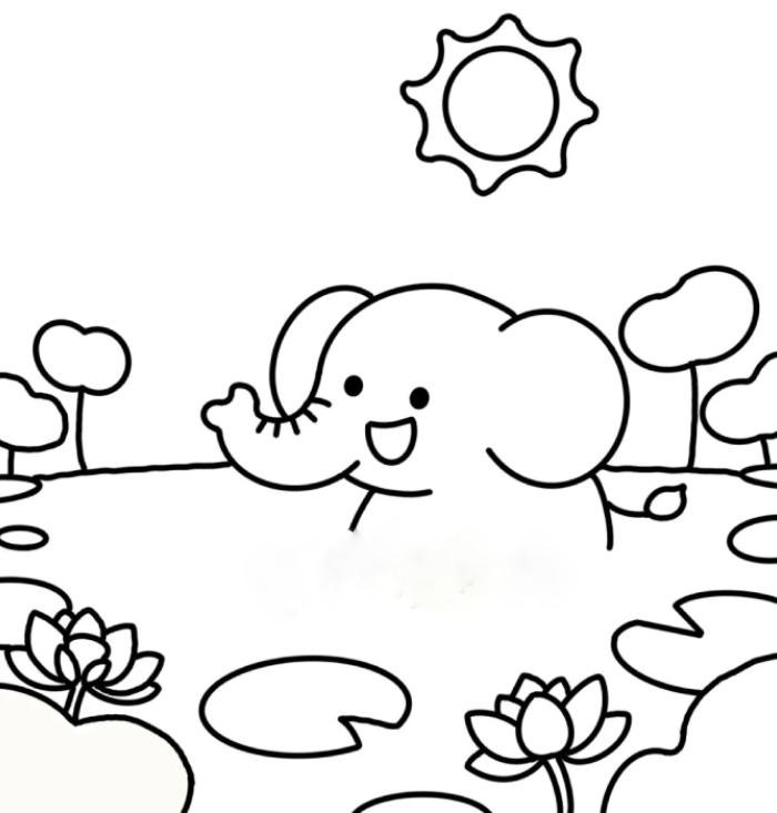 tranh tô màu con voi cho bé dễ học