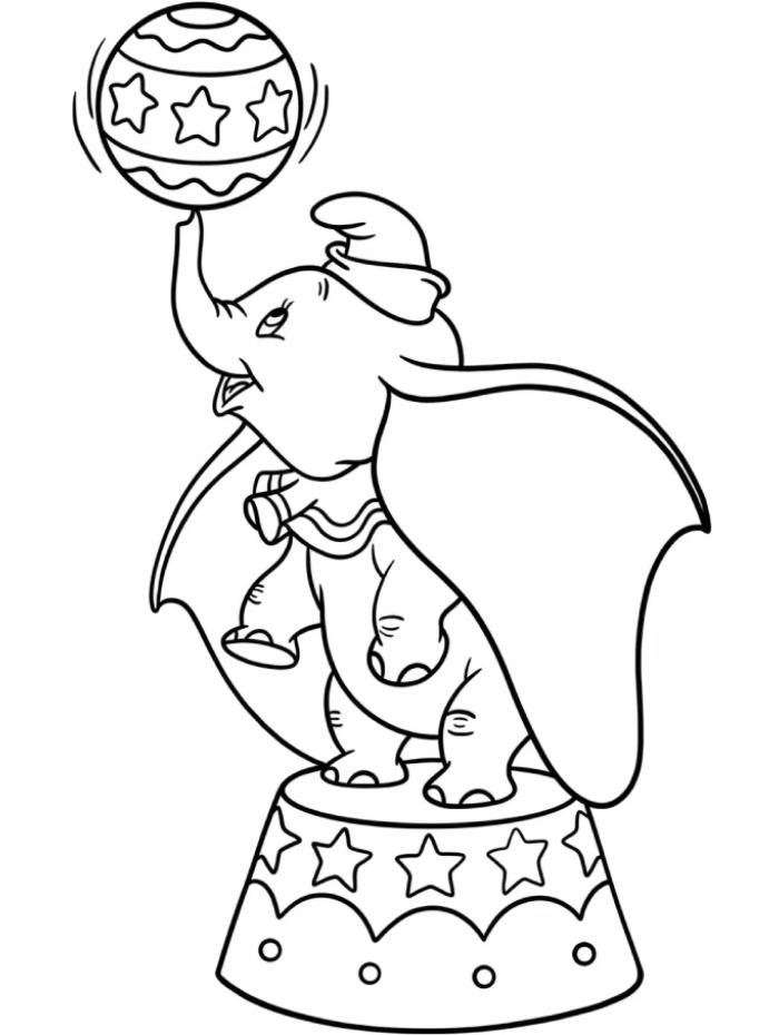 tranh tô màu con voi cho bé hình đơn giản