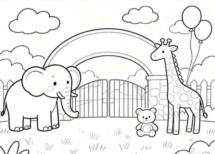 tranh tô màu con voi đường nét rõ ràng