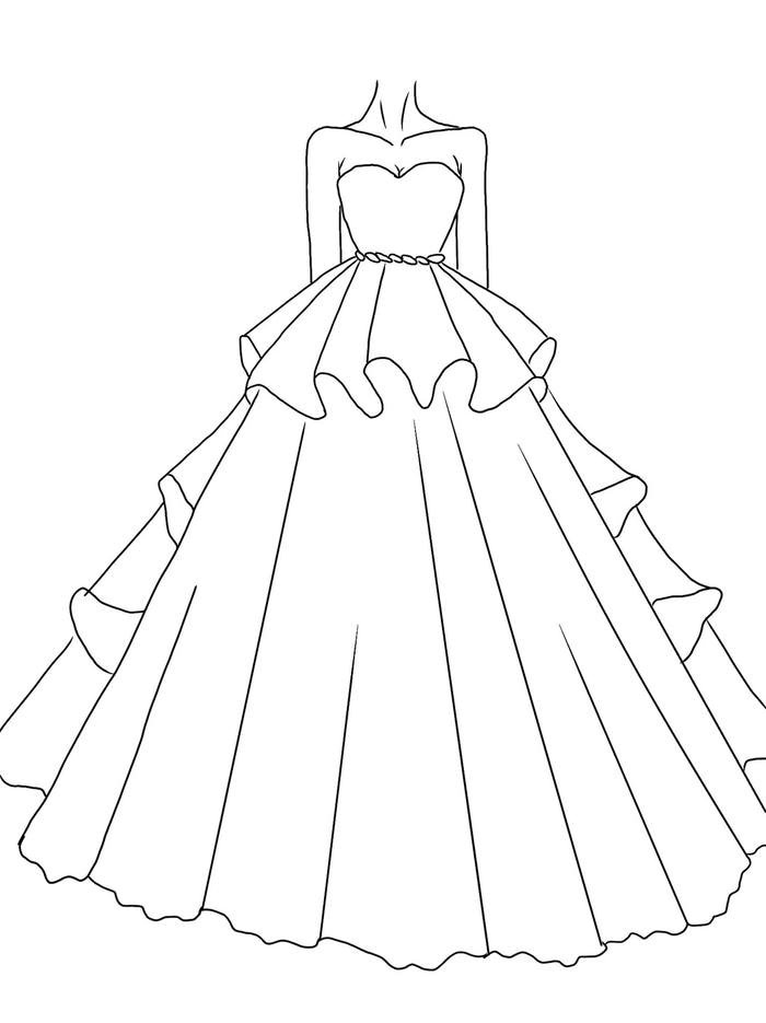 tranh tô màu váy công chúa quý phái