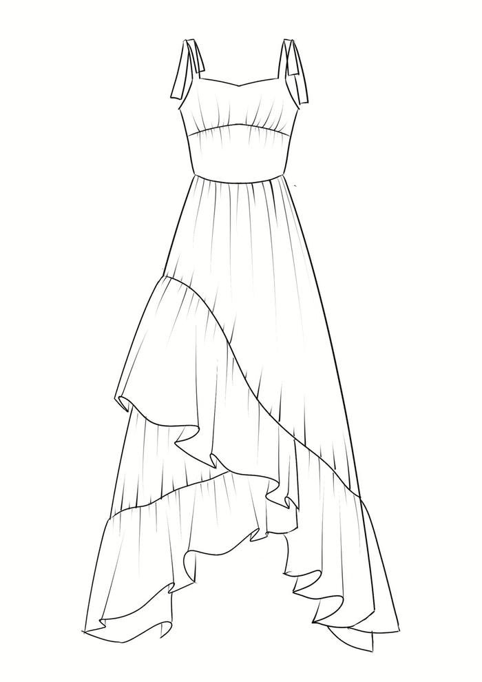 tranh tô màu váy công chúa thanh lịch