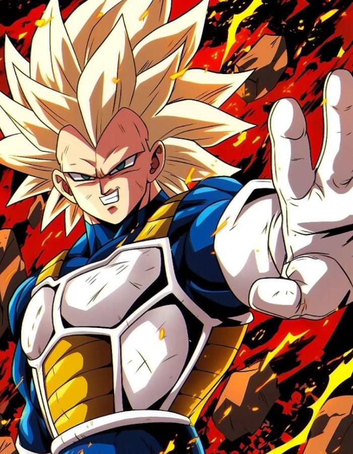 vẻ lạnh lùng quen thuộc của ảnh Vegeta ngầu
