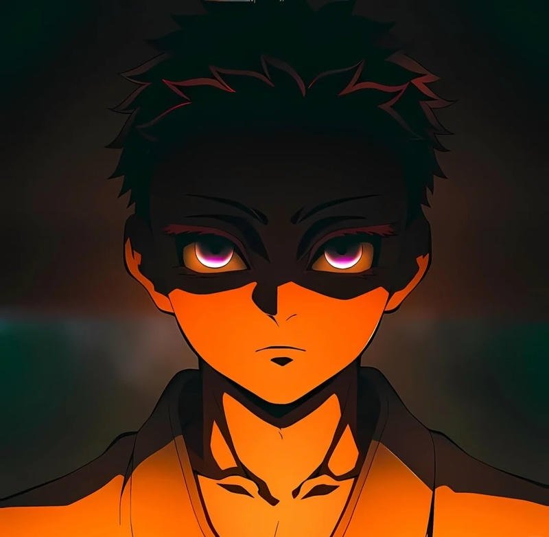 Akaza đứng đối đầu với đối thủ trong không gian mở