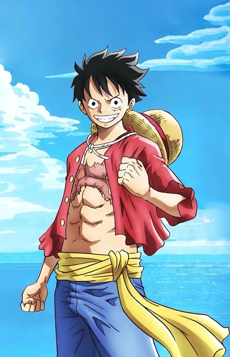 Ảnh anime Luffy trong khung cảnh phiêu lưu biển