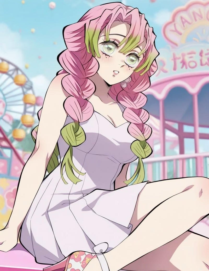 Ảnh anime Mitsuri trong trang phục thợ săn quỷ