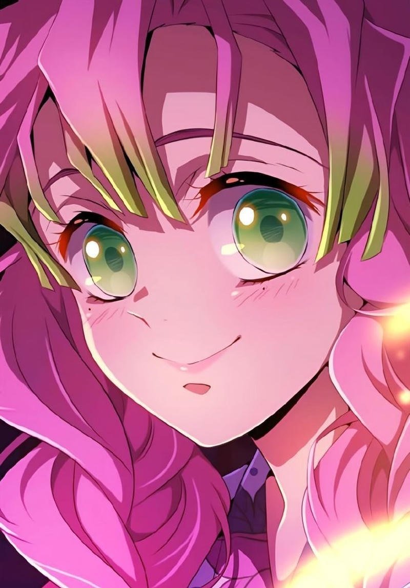 Ảnh anime Mitsuri với phong cách nữ tính nhẹ nhàng