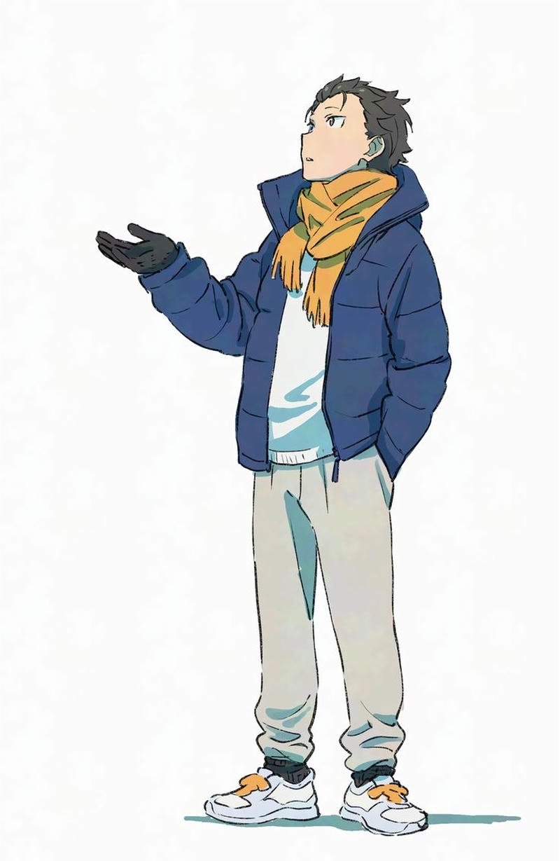 Ảnh anime Natsuki Subaru trong tạo hình đời thường