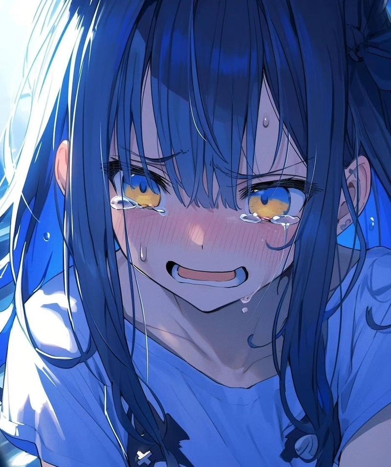 Ảnh anime khóc với ánh nhìn xa xăm buồn bã