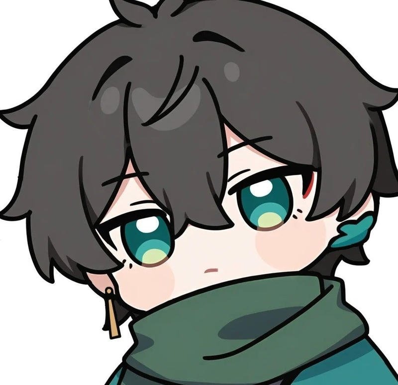 Ánh mắt ngơ anime nam chibi tạo hình đơn giản cute