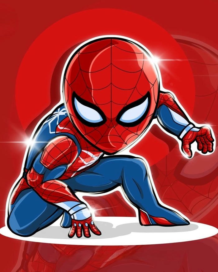 Ảnh spider man chibi phối màu hài hòa nổi trội