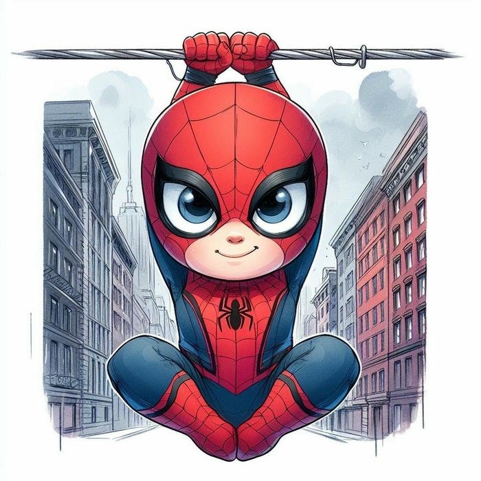 Ảnh spider man chibi sắc màu tươi sáng nổi bật