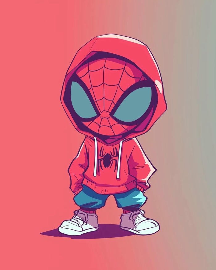 Ảnh spider man chibi tạo dáng linh hoạt bắt mắt
