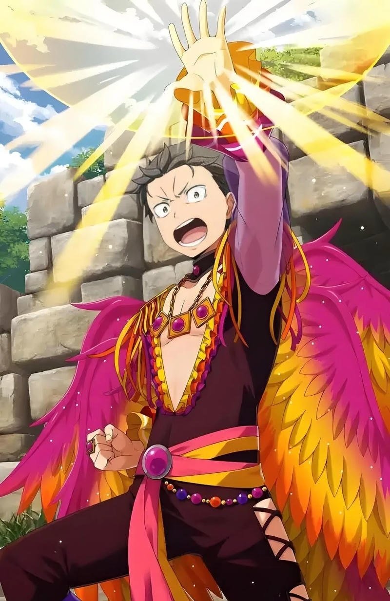 Anime Natsuki Subaru với ánh mắt trống rỗng đầy ám ảnh