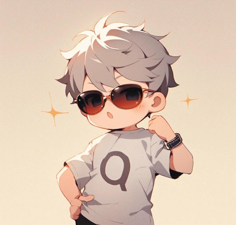 Anime chibi nam với biểu cảm buồn nhẹ