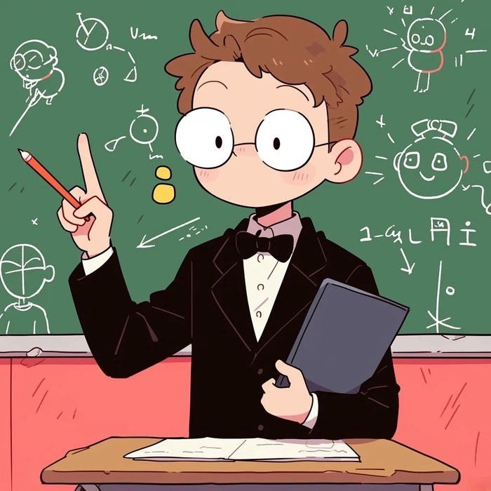 Avatar cô giáo chibi thầy giáo tóc nâu cầm sách vở