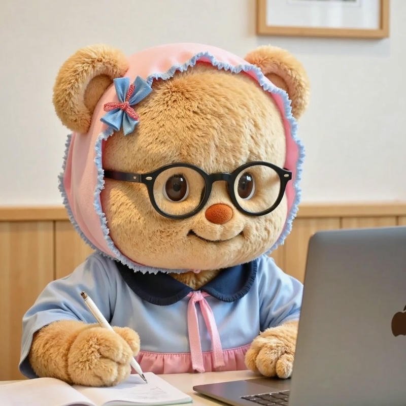 Avatar gấu bông đeo kính biểu cảm vui vẻ giàu năng lượng