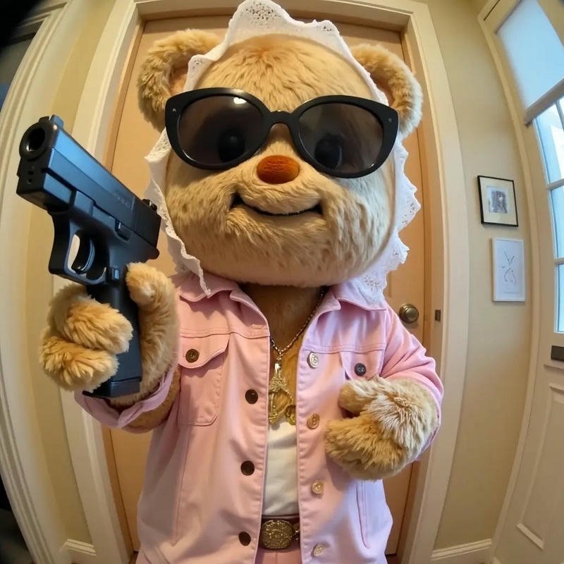 Avatar gấu bông kính tròn phong cách ngộ nghĩnh