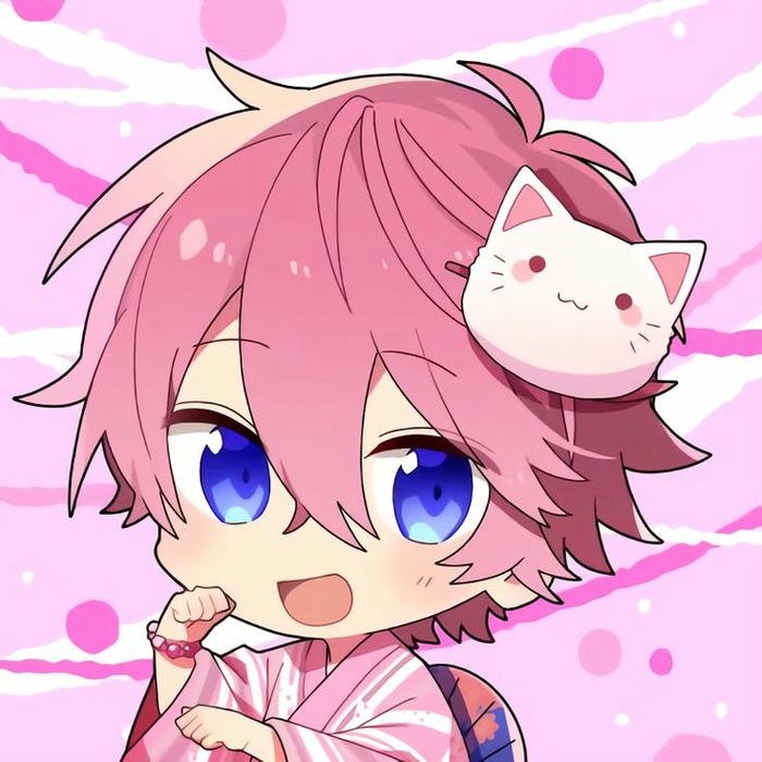 Avatar hiha có chú mèo nhỏ đậu trên đầu rất hài