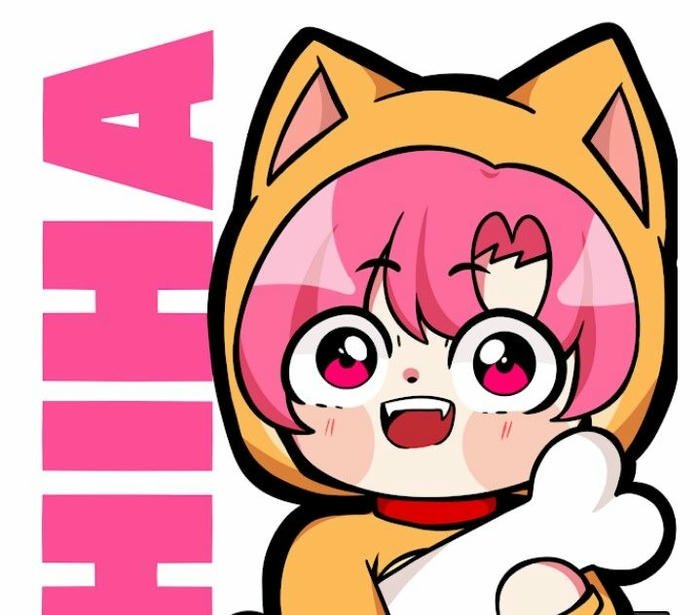 Avatar hiha đội mũ mèo vàng cười tươi rất vui vẻ