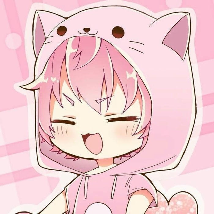 Avatar hiha mặc bộ đồ liền thân hình mèo hồng cute