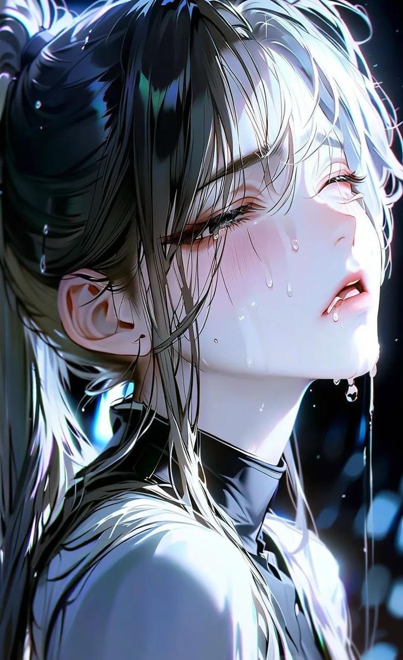 Biểu cảm buồn của nhân vật anime trong khung hình