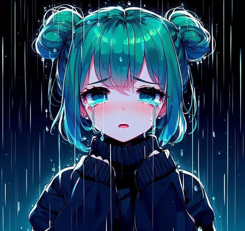 Cảm xúc pha trộn hình anime khóc cười buồn