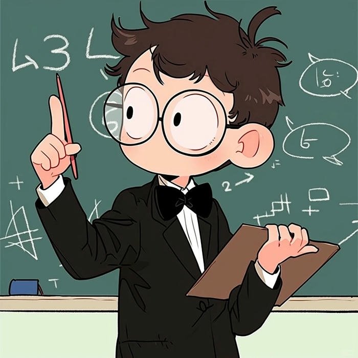 Cô giáo chibi cute phiên bản thầy giáo mặc vest đen