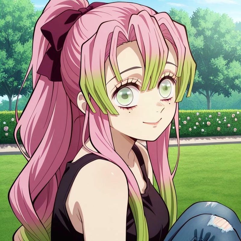 Hình ảnh Mitsuri với tạo hình nổi bật trong anime