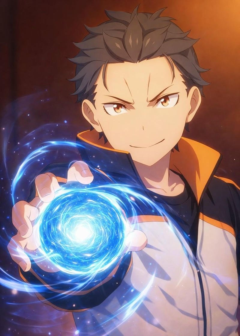 Hình ảnh Natsuki Subaru với biểu cảm hoảng loạn